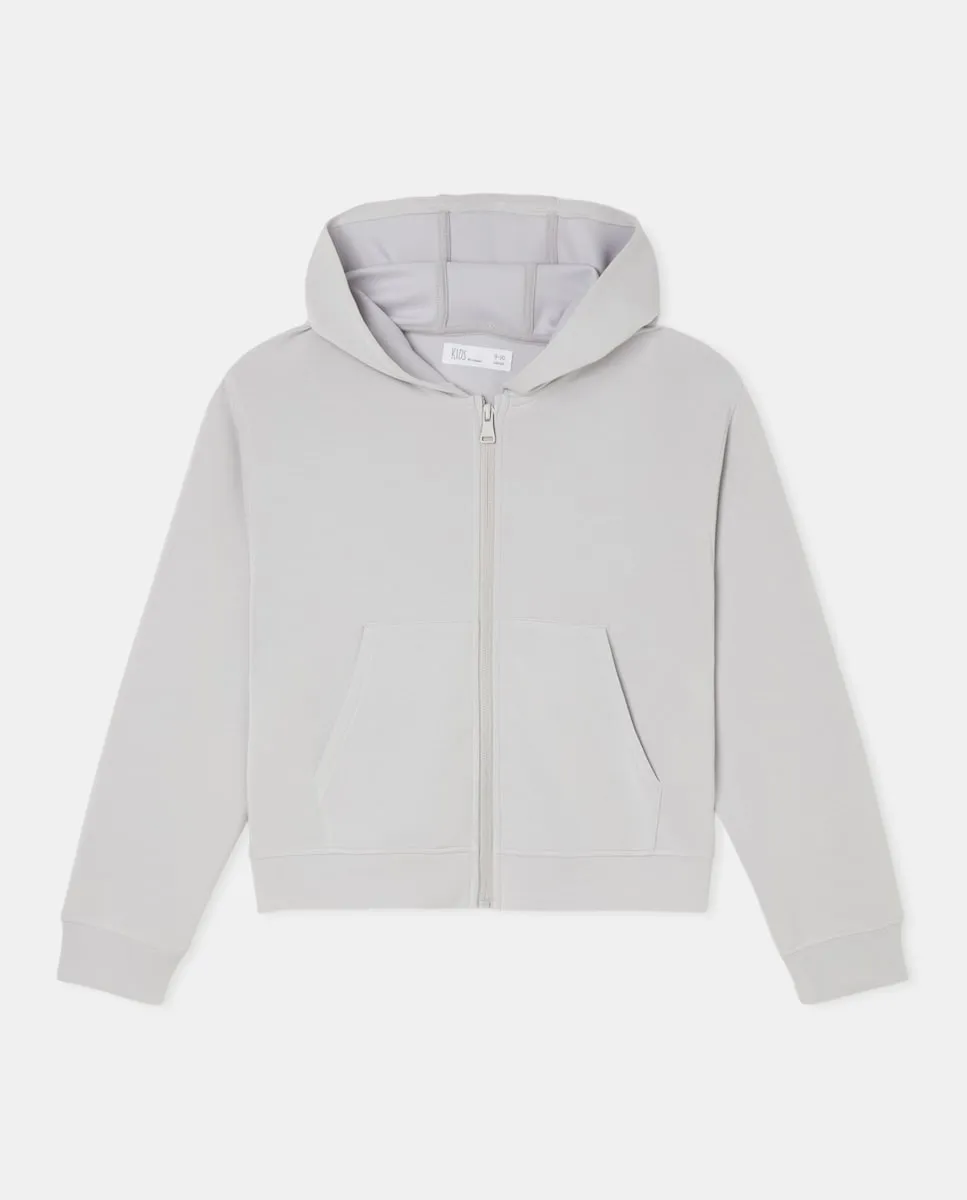 

открытая толстовка для девочки с капюшоном и карманом-кенгуру Kids El Corte Inglés, светло-серый