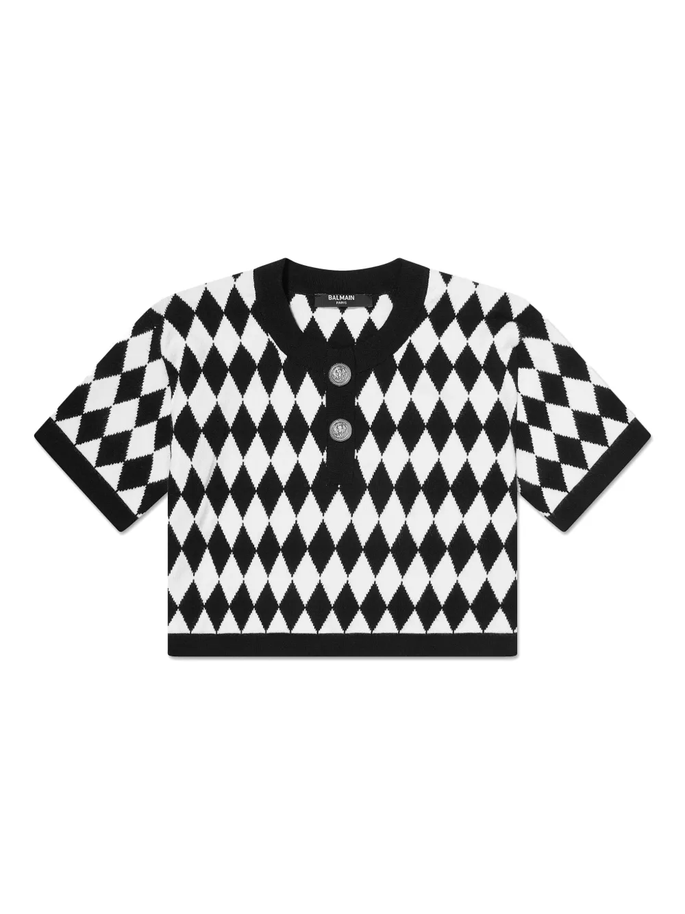 

Топ с узором аргайл Balmain Kids, черный