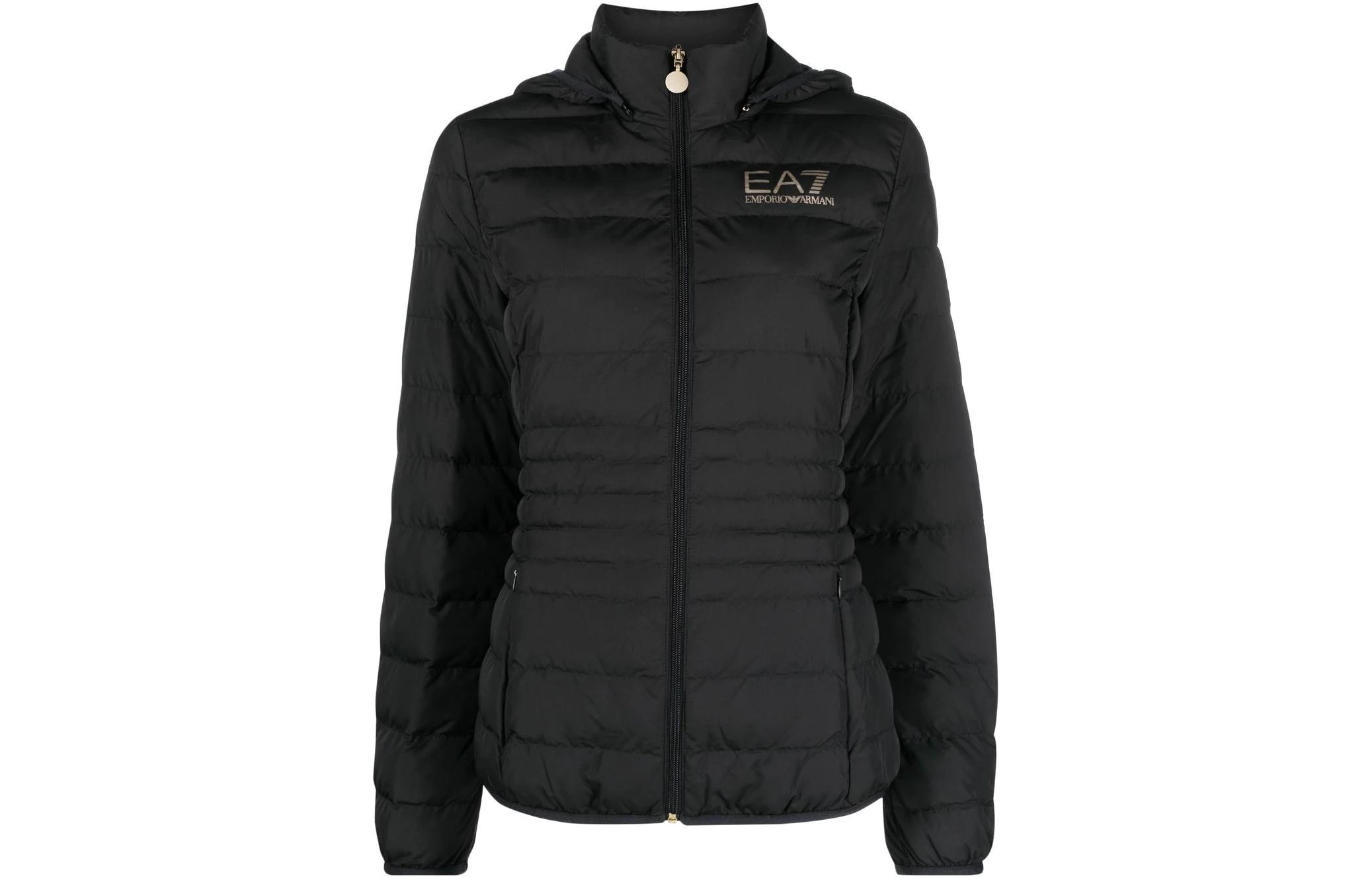 

EMPORIO ARMANI Куртка-пуховик с молнией и принтом логотипа Ea7, Black