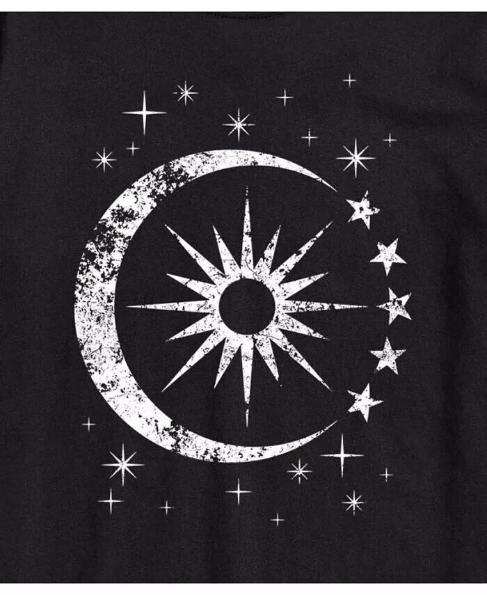 Модная молодежная футболка Hybrid Apparel с рисунком небесных тел Good Vibes Llc, черный — фото 2