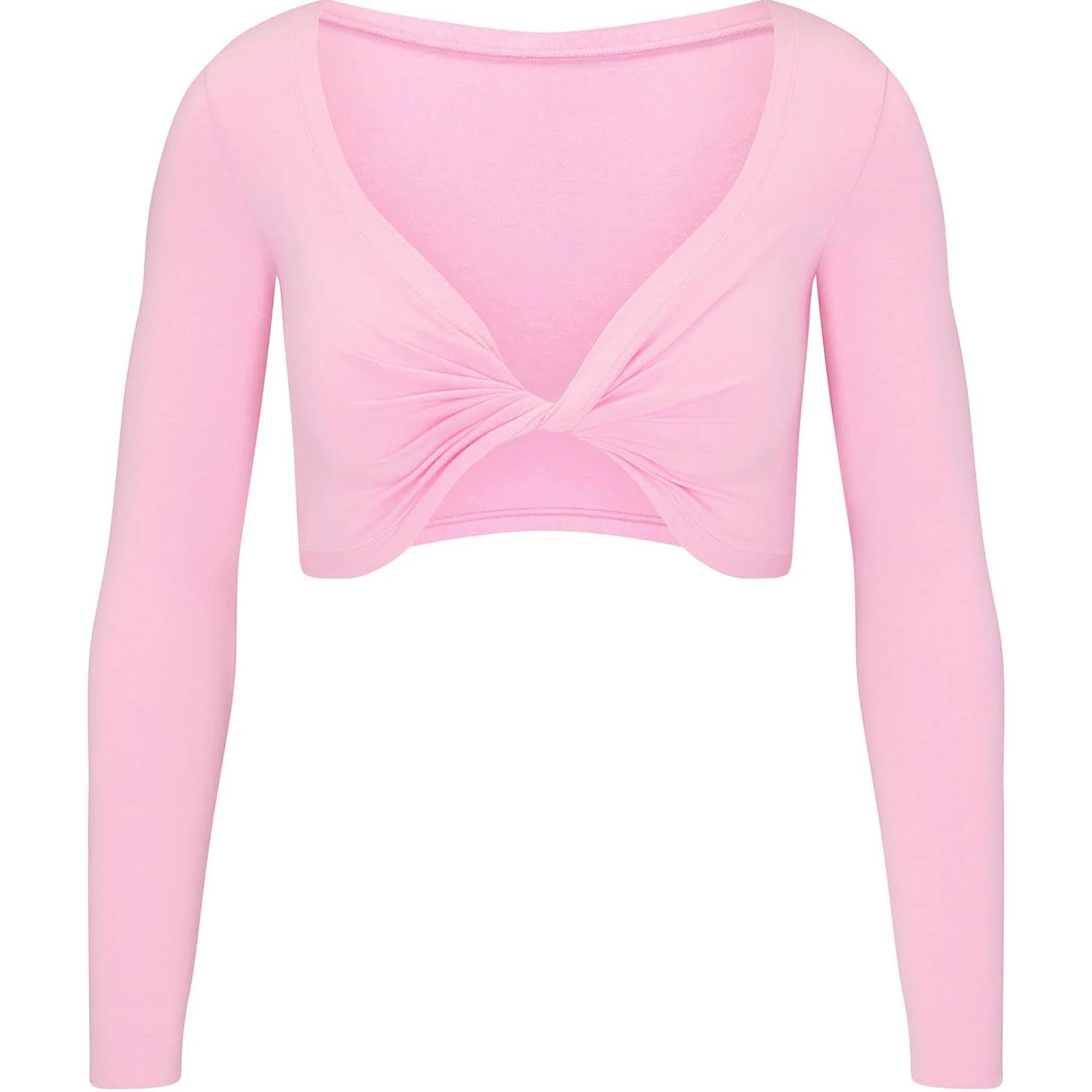 

Топ с длинными рукавами и укороченным кроем из хлопка SKIMS COTTON TWIST LONG SLEEVE CROPPED TOP Cotton Candy