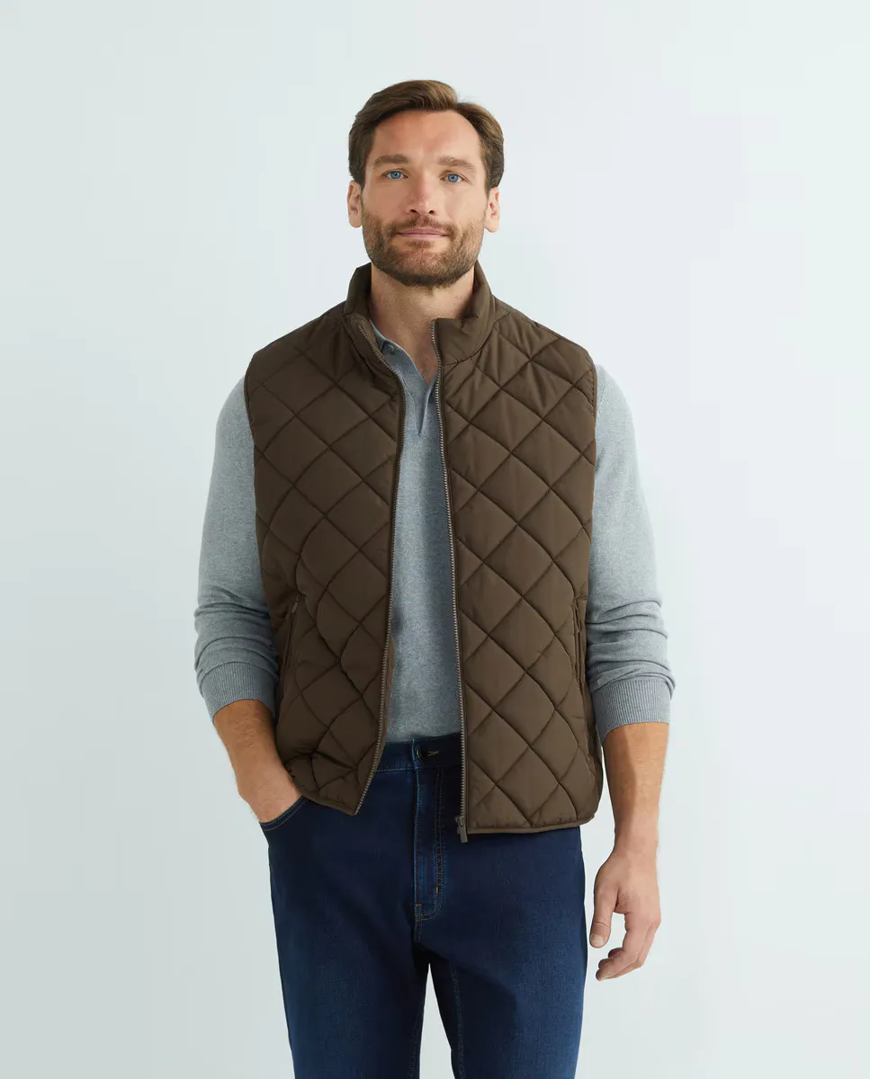 

Мужской жилет, большие размеры, ромбы и водоотталкивающая ткань Dustin, коричневый