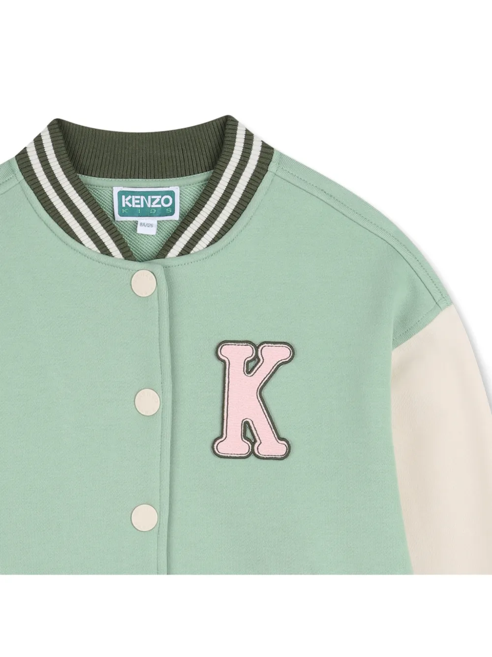 Бомбер с нашивками и полосками Kenzo Kids, зеленый — фото 3