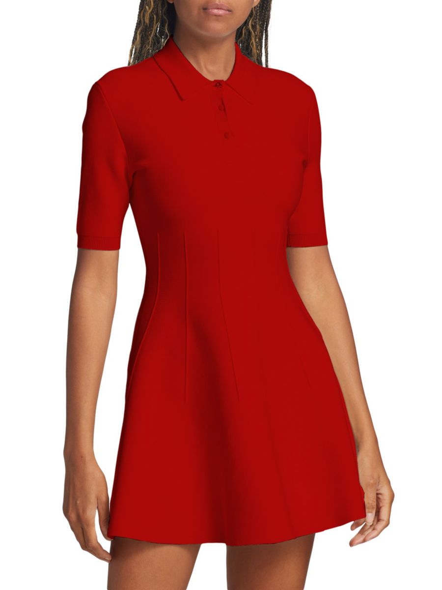 

Мини-платье-поло с короткими рукавами Adam Lippes, цвет Poppy