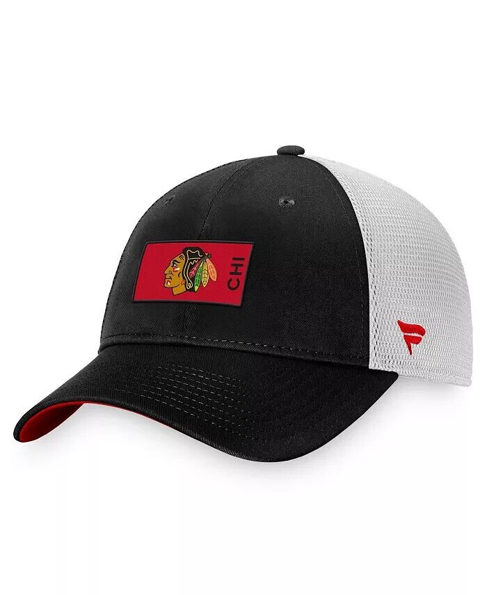 

Мужская черно-белая кепка Chicago Blackhawks Authentic Pro Rink Trucker Snapback Fanatics