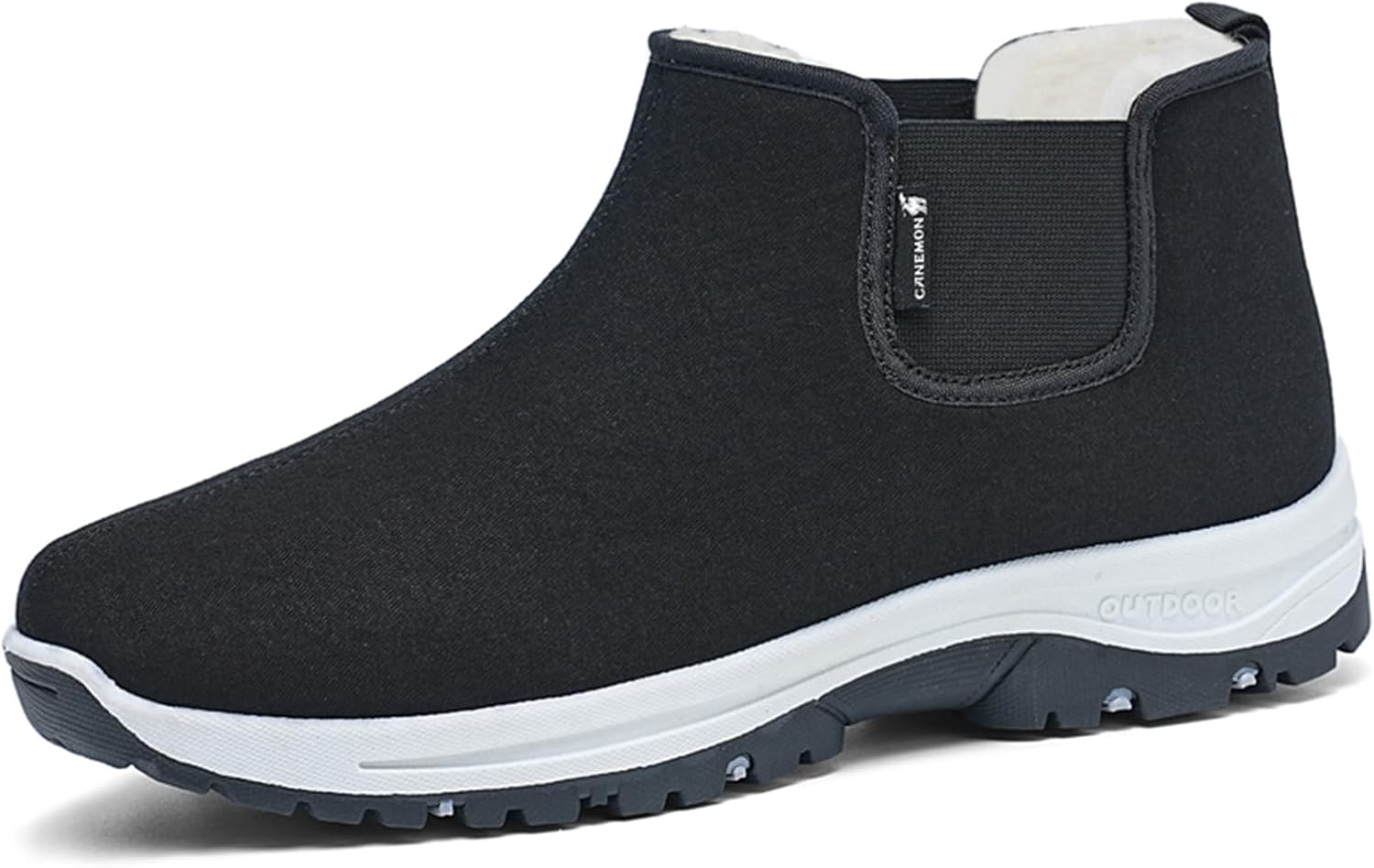 

Мужские зимние ботинки NXNBHSL с утеплителем и меховой подкладкой, на мягкой подошве без шнурков, модные эластичные водонепроницаемые ботинки с противоскользящей подошвой для трекинга и снега, для повседневного использования на улице, белый/черн...