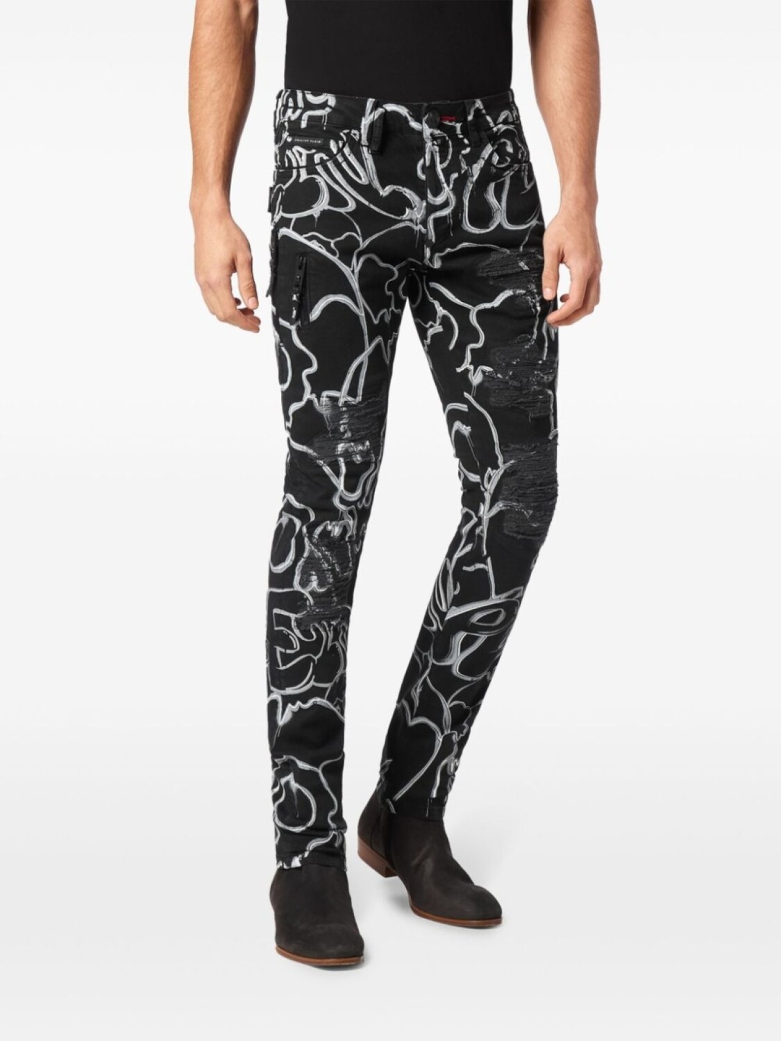 

Philipp Plein Skull&Bones прямые джинсы, черный