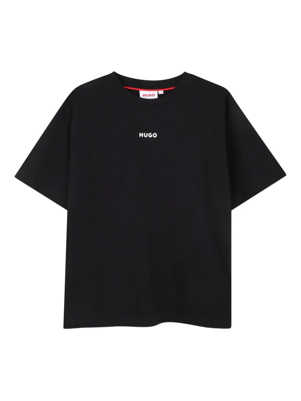 

Хлопковая футболка с вышитым логотипом Hugo Kids, черный
