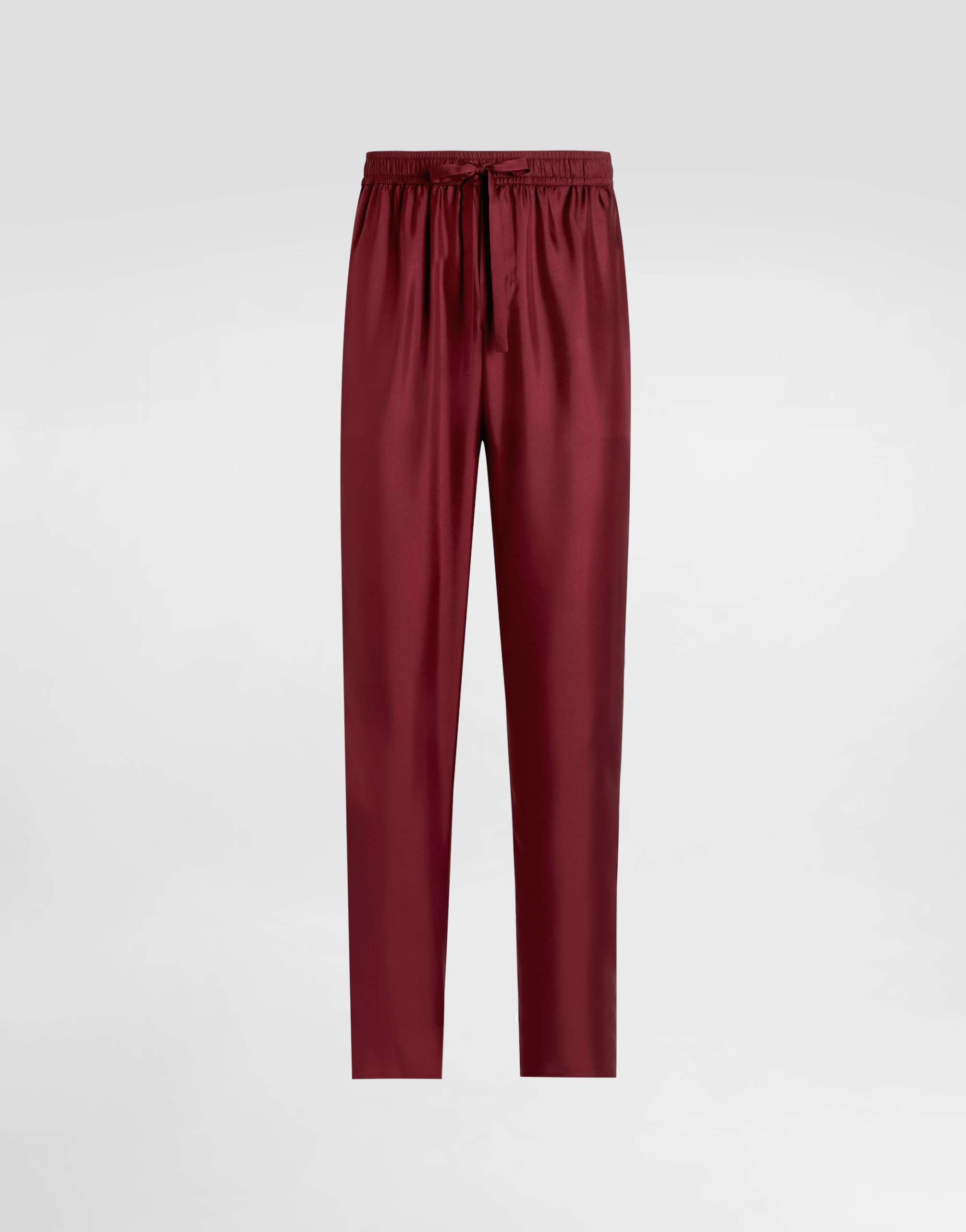 

Шелковые пижамные брюки с вышивкой логотипа Dolce & Gabbana, бордовый