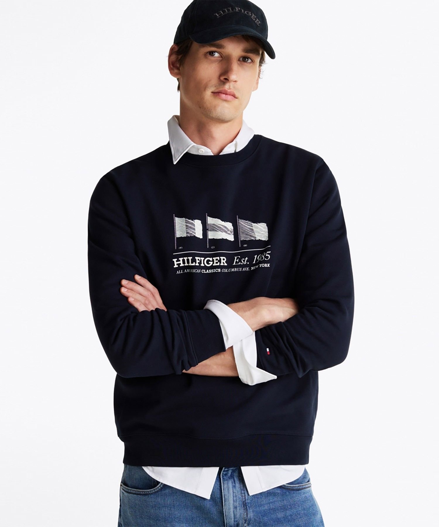 Толстовка с круглым вырезом и флагом Hilfiger TOMMY HILFIGER, Navy DW5