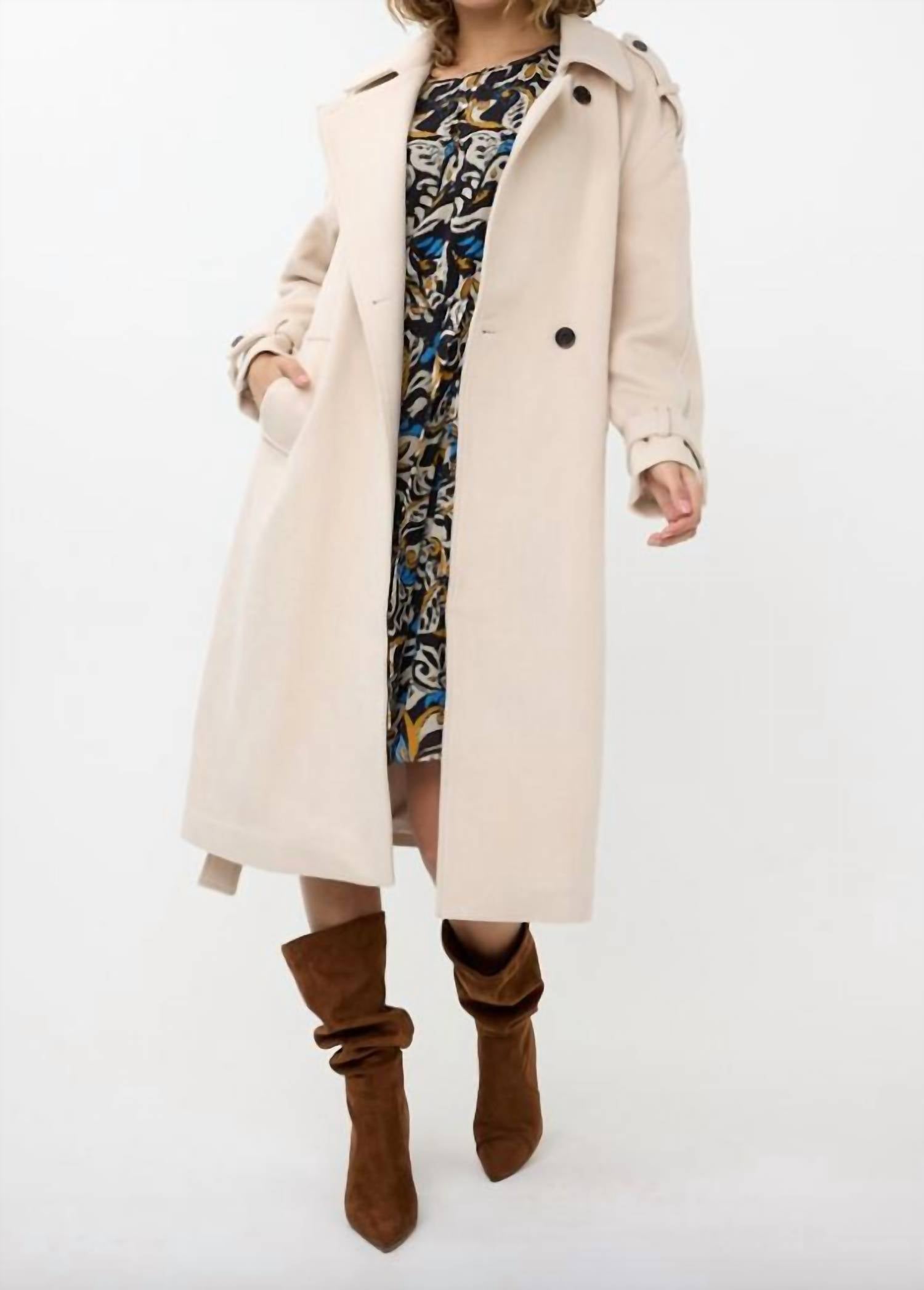 

Длинное тренчкотовое пальто в цвете бисквит ESQUALO, Biscuit