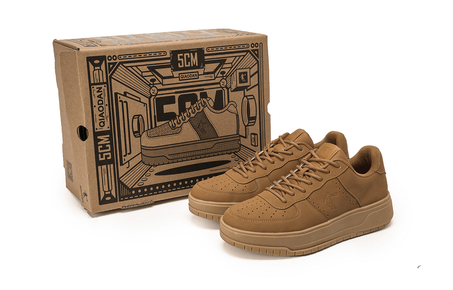 

QIAODAN Кроссовки для скейтбординга Five Centimeters, низкие, цвет мокко-желтый