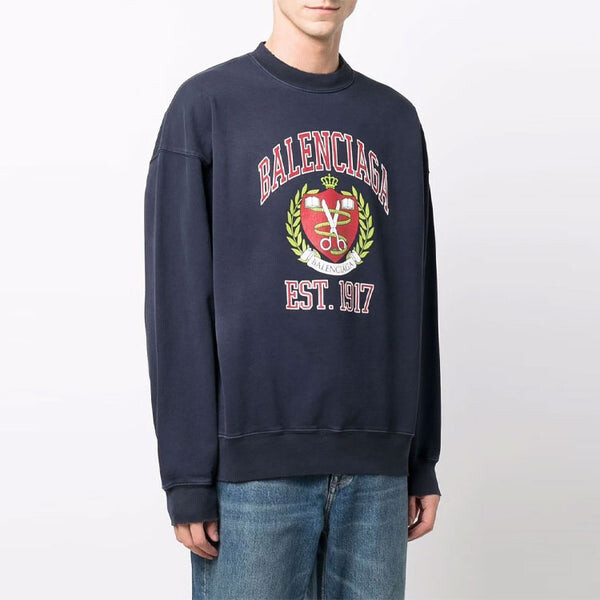 Свитер est. 1917 college logo print crewneck sweatshirt 'navy' Balenciaga, синий — фото 4