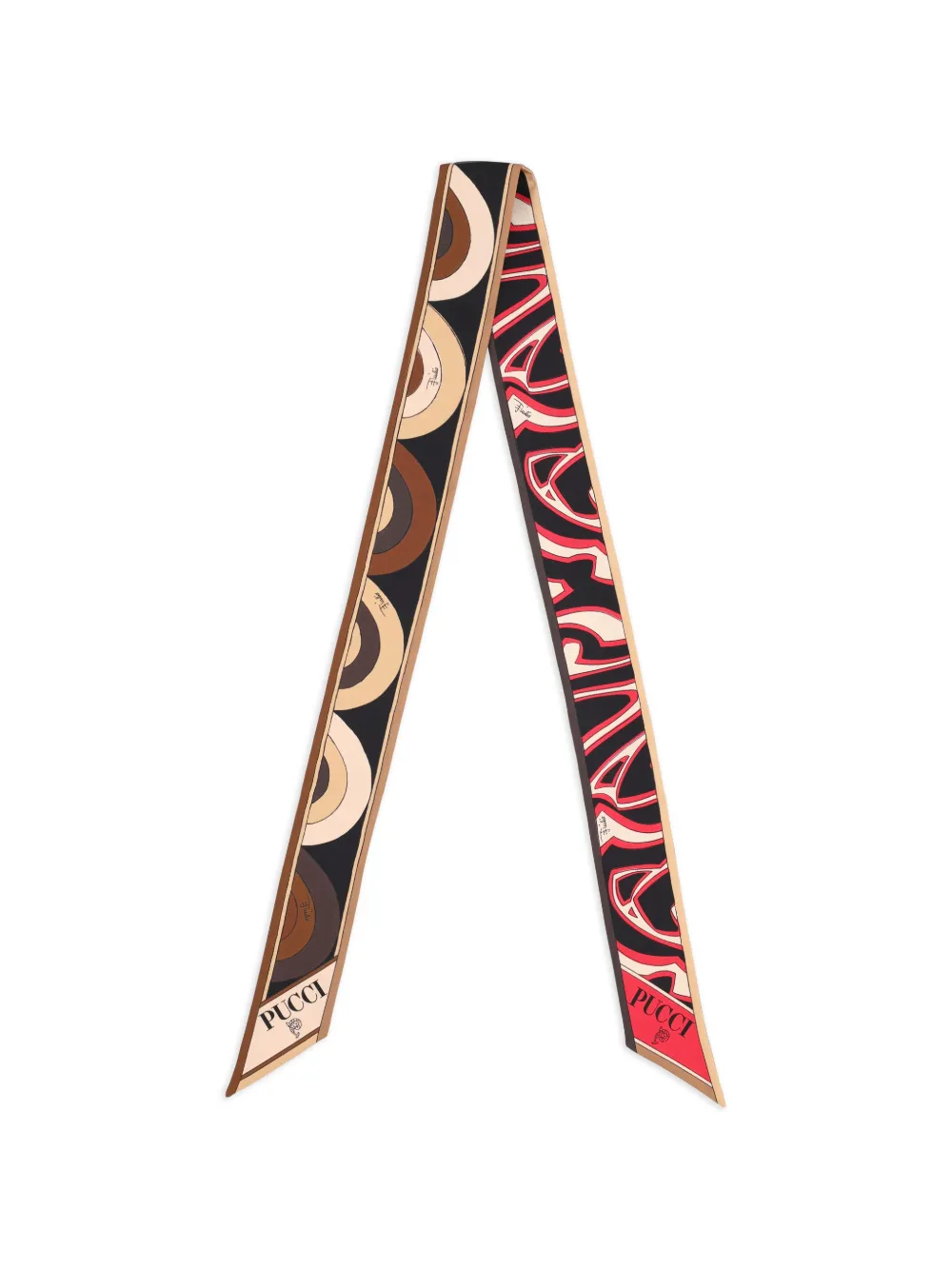 

Шелковый платок с геометричным принтом Pucci, коричневый