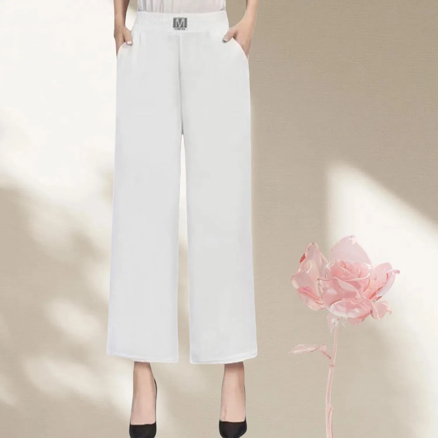 Женские брюки Perfect Drape с высокой посадкой на резинке, тянущиеся, с эластичным поясом, легкие и дышащие Generic, зеленый — фото 2