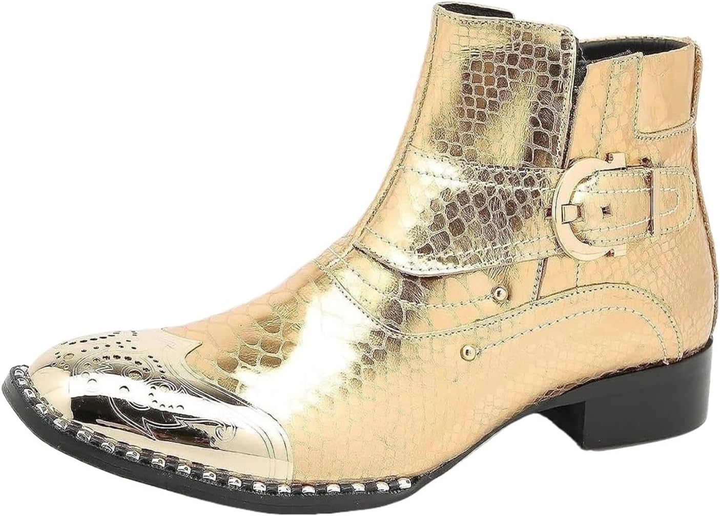 

Мужские ботинки Chelsea из натуральной кожи, без застежки, ретро-модель средней высоты, стильные и удобные кожаные ботинки для мужчин, обувь для праздников Generic, золотой