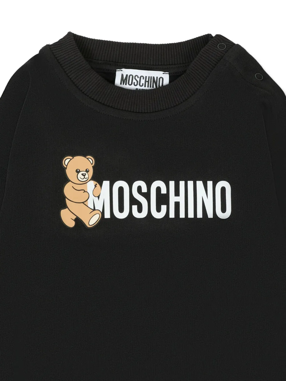 Хлопковая толстовка с логотипом плюшевого мишки Moschino Kids, черный — фото 3
