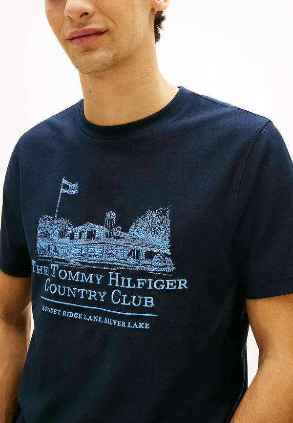 Футболка с графическим вышитым принтом Tommy Hilfiger, Navy Blue — фото 4