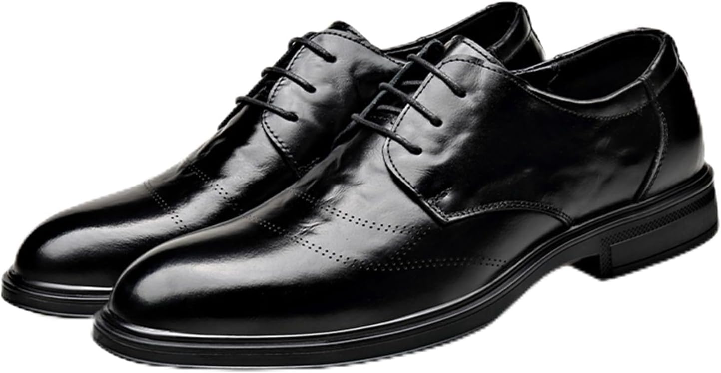 

Мужские туфли на шнуровке с отделкой под лак, формальные деловые и повседневные офисные оксфорды, подходящие для свадьбы, церкви и вождения Qaoterod, черный