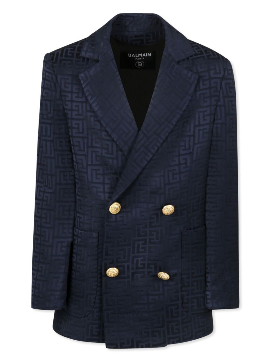 

Balmain Kids жаккардовый пиджак с монограммой PB, синий