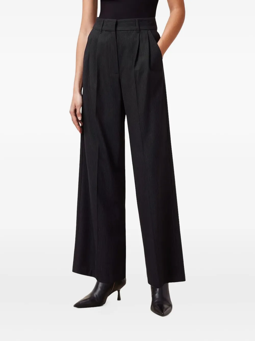 

Брюки в тонкую полоску со складками AllSaints, черный