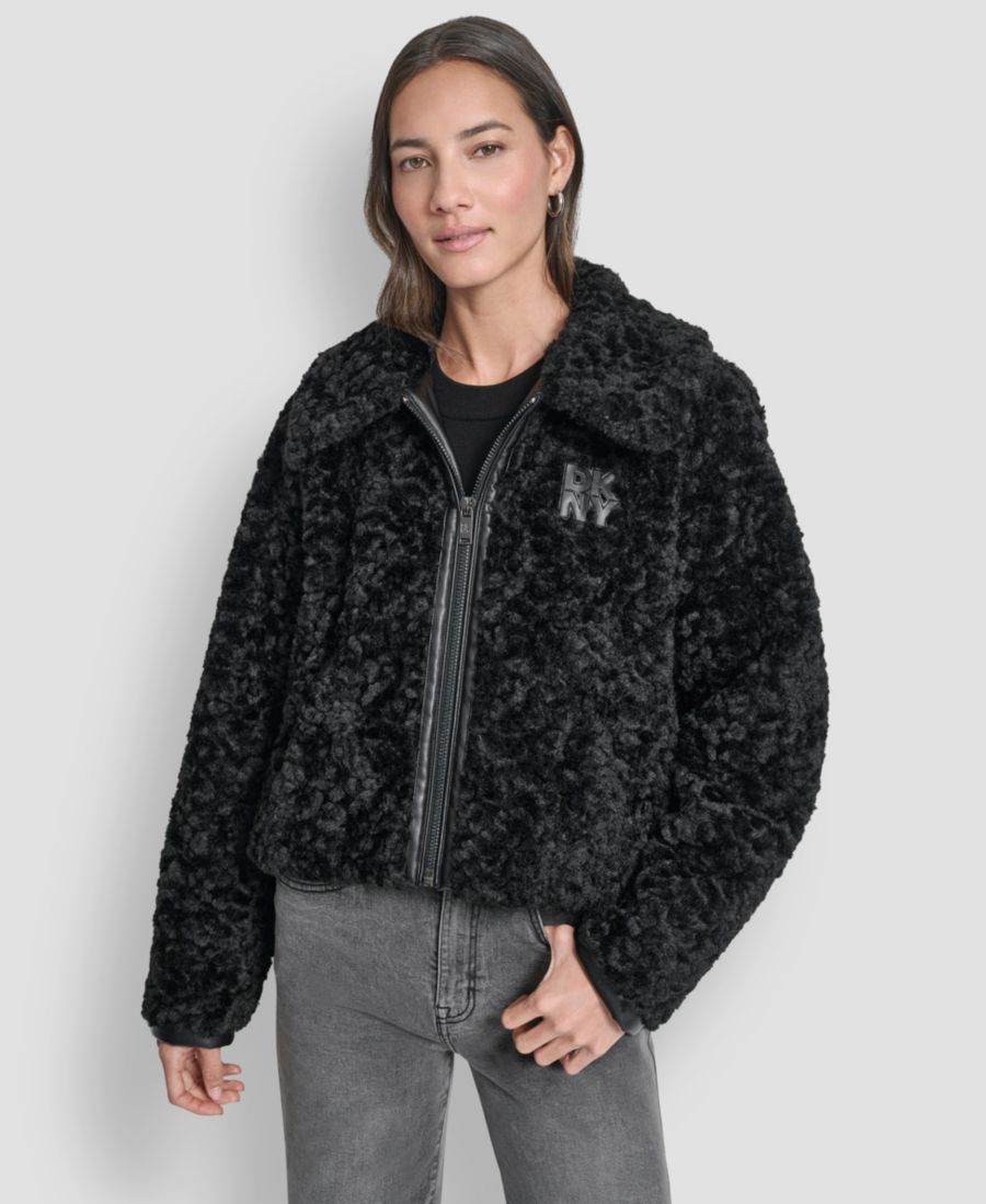 

Женская куртка с воротником и застежкой-молнией DKNY, Black