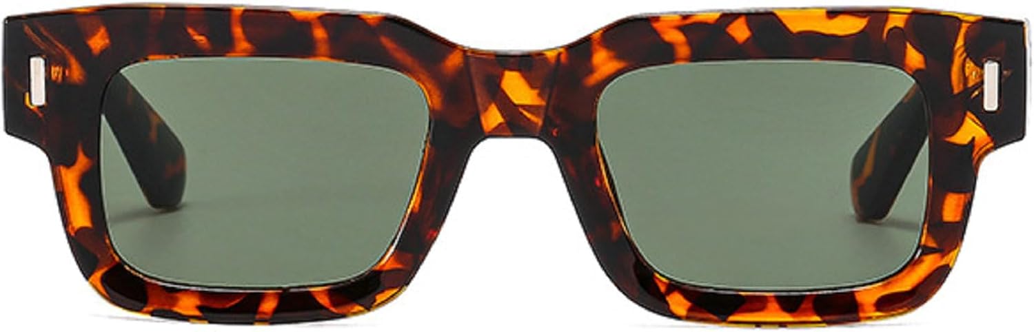 

Квадратные солнцезащитные очки для женщин в винтажном стиле с заклепками, модные солнцезащитные очки с прозрачными линзами с градиентом цвета океана, солнцезащитные очки UV400 для мужчин в стиле панк mincl, Green