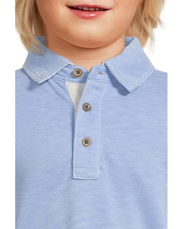 Поло Johnston & Murphy Kids Vintage Slub Polo (Big Kid), Light BlueSee Less — фото 3
