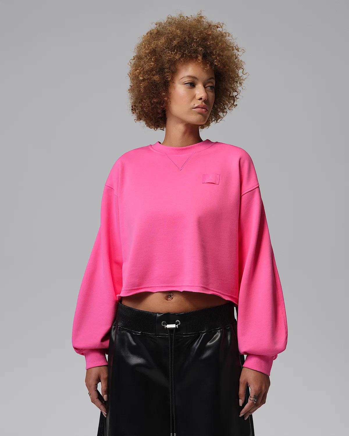 Женская укороченная толстовка с круглым вырезом Jordan Flight Fleece, Pinksicle/Pink Glow