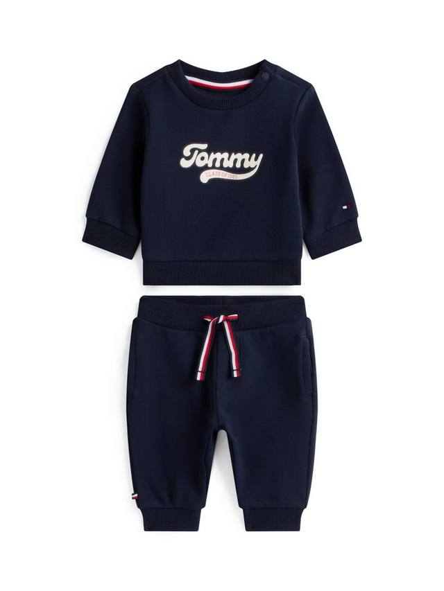 

Детский комплект худи и джоггеров из хлопковой смеси с логотипом Tommy Hilfiger, Dark Night Navy