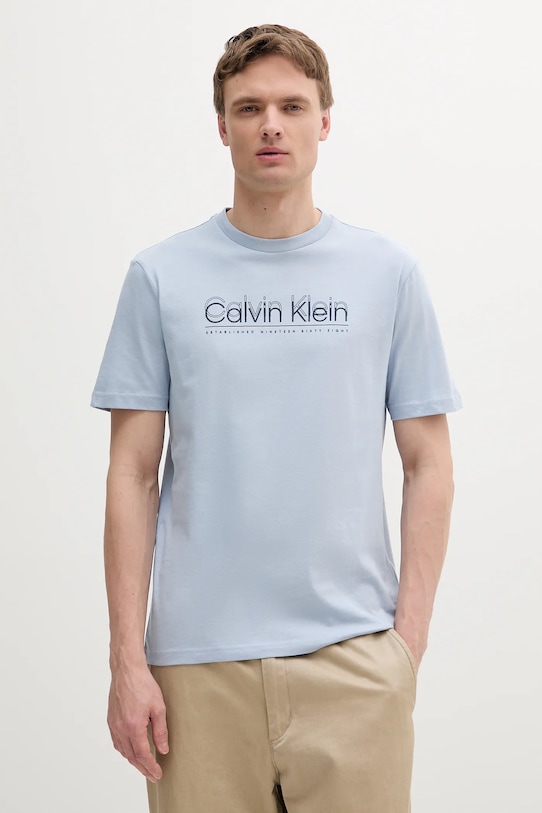 

Хлопковая футболка Calvin Klein, синий