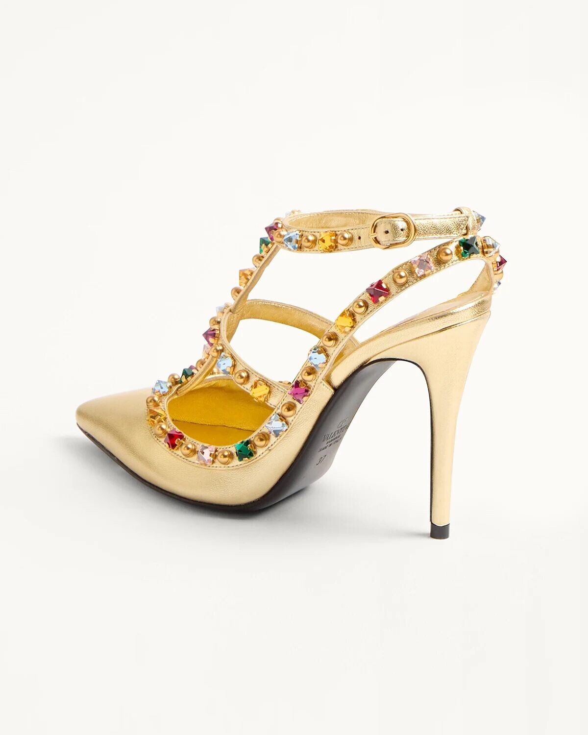 Разноцветные туфли Rockstud с ремешком на щиколотке Valentino Garavani, цвет Antique Brass Light/Multicolor — фото 3