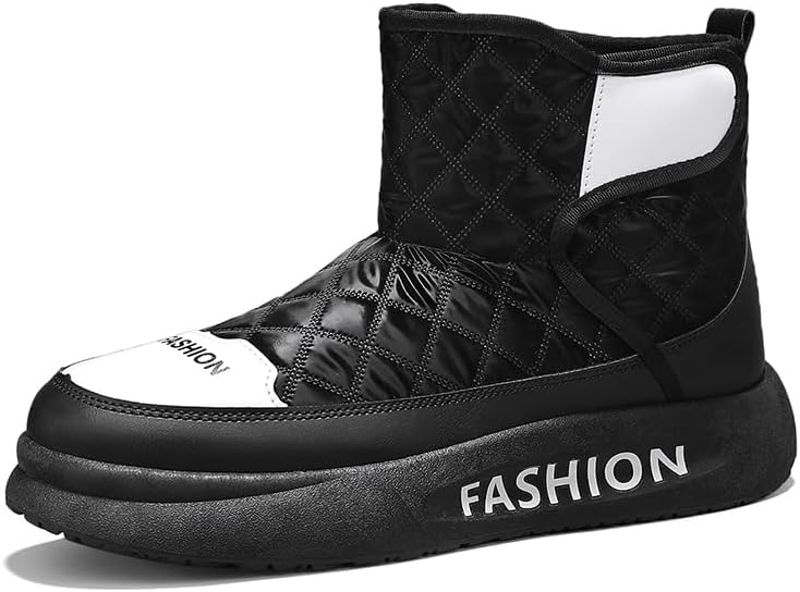 

Мужские зимние сапоги с меховой подкладкой, водонепроницаемые, теплые, на щиколотку, с застежкой-липучкой, удобные для прогулок на улице Hhhchpm, черный