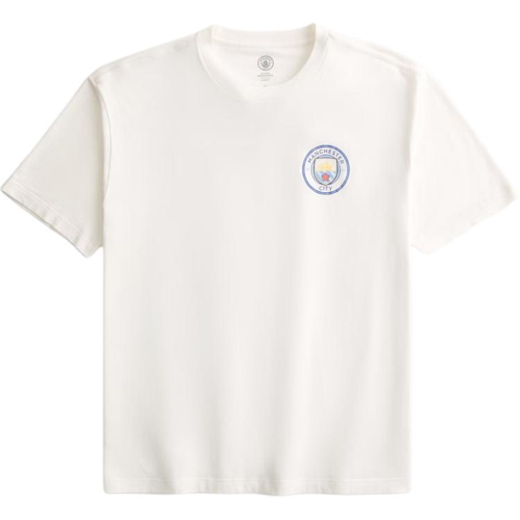 

Hollister/ Мужская белая футболка с круглым вырезом, умеренно прямой крой