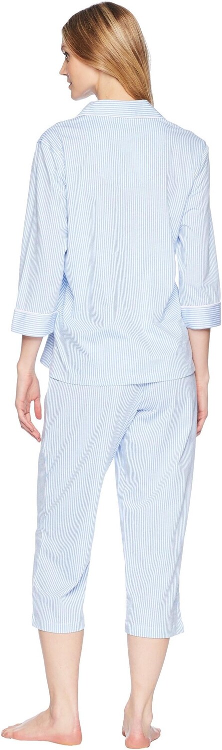Пижамный комплект-капри Essentials Bingham Knits LAUREN Ralph Lauren, цвет French Blue Stripe — фото 3