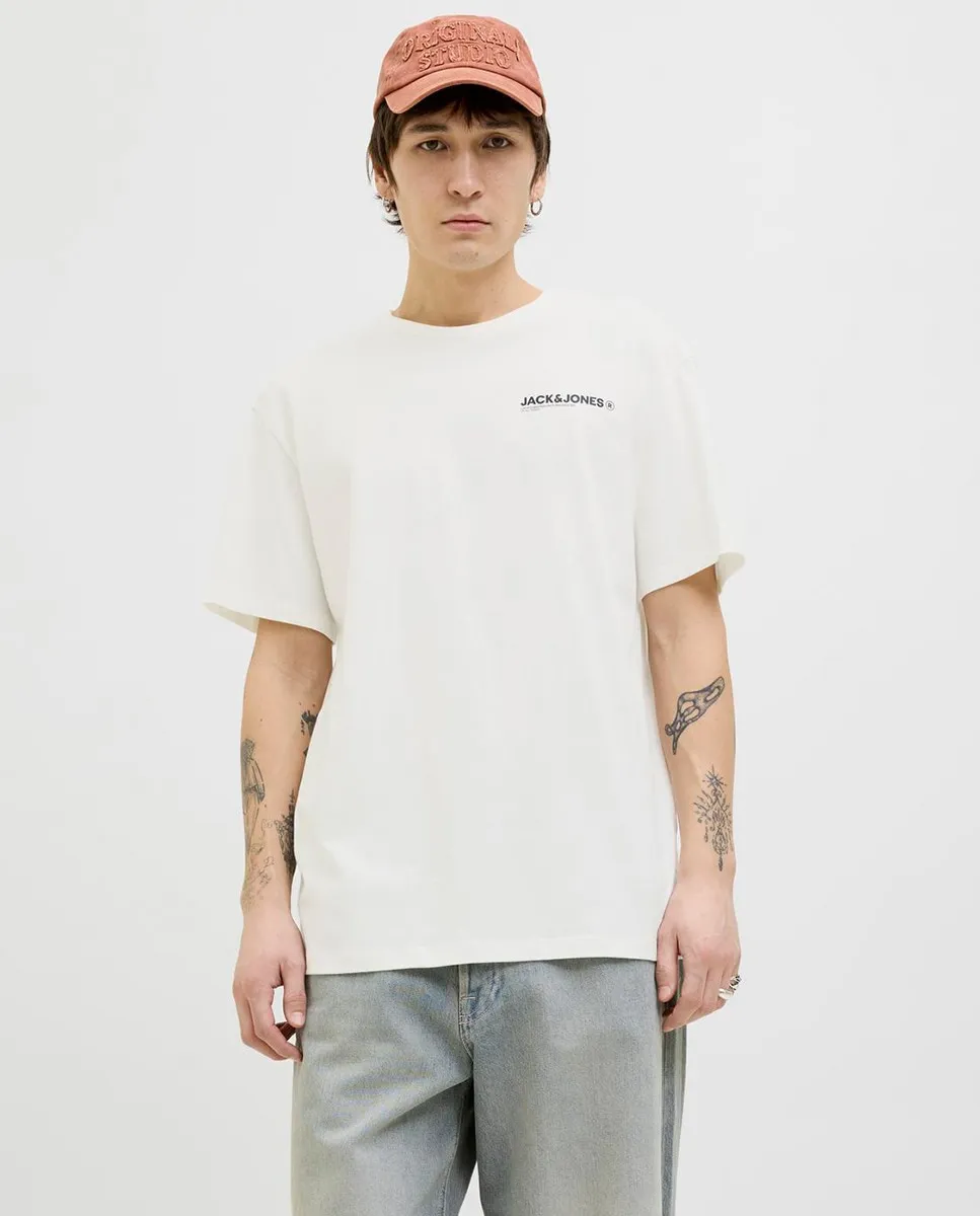 

Мужская футболка с короткими рукавами, круглым вырезом и принтом на спине Jack & Jones, белый