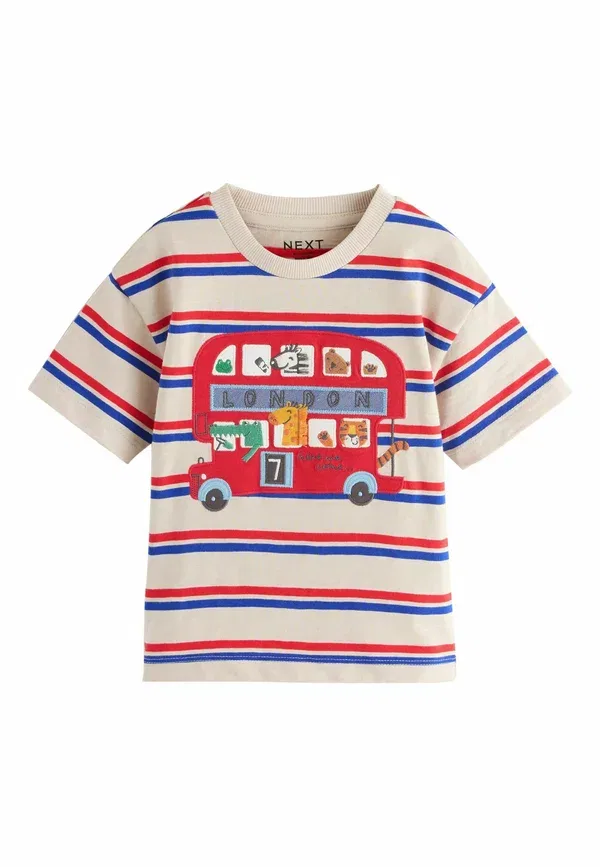 Футболка Regular fit с коротким рукавом и аппликацией Next, сине-белая полоска London bus