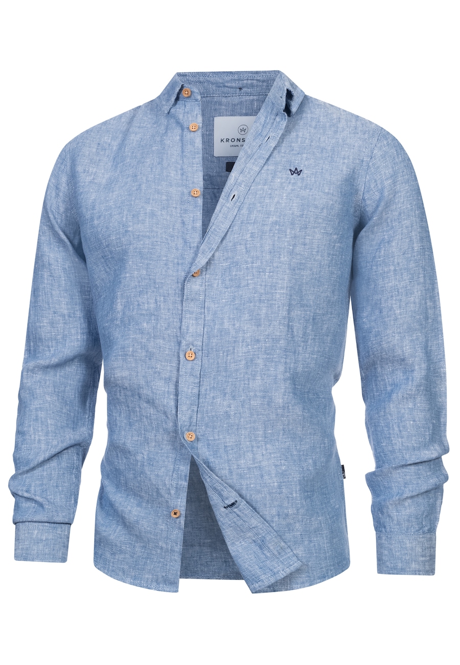 

Рубашка на пуговицах классического кроя Kronstadt Ayers, синий