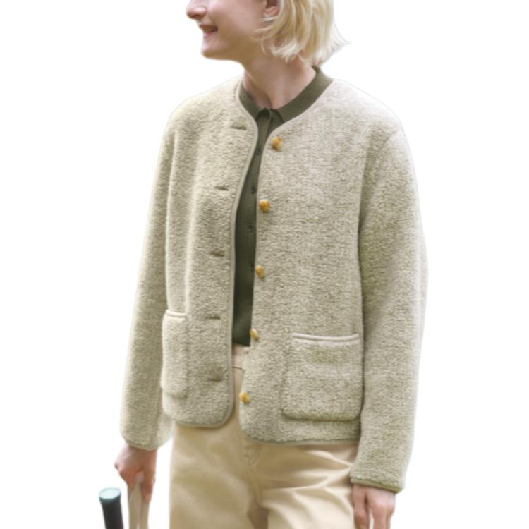 UNIQLO Пальто с бархатистой текстурой Women's, Light Beige — фото 3