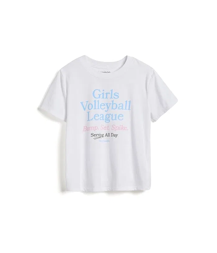 Футболка оверсайз Volleyball League abercrombie kids, Bright White