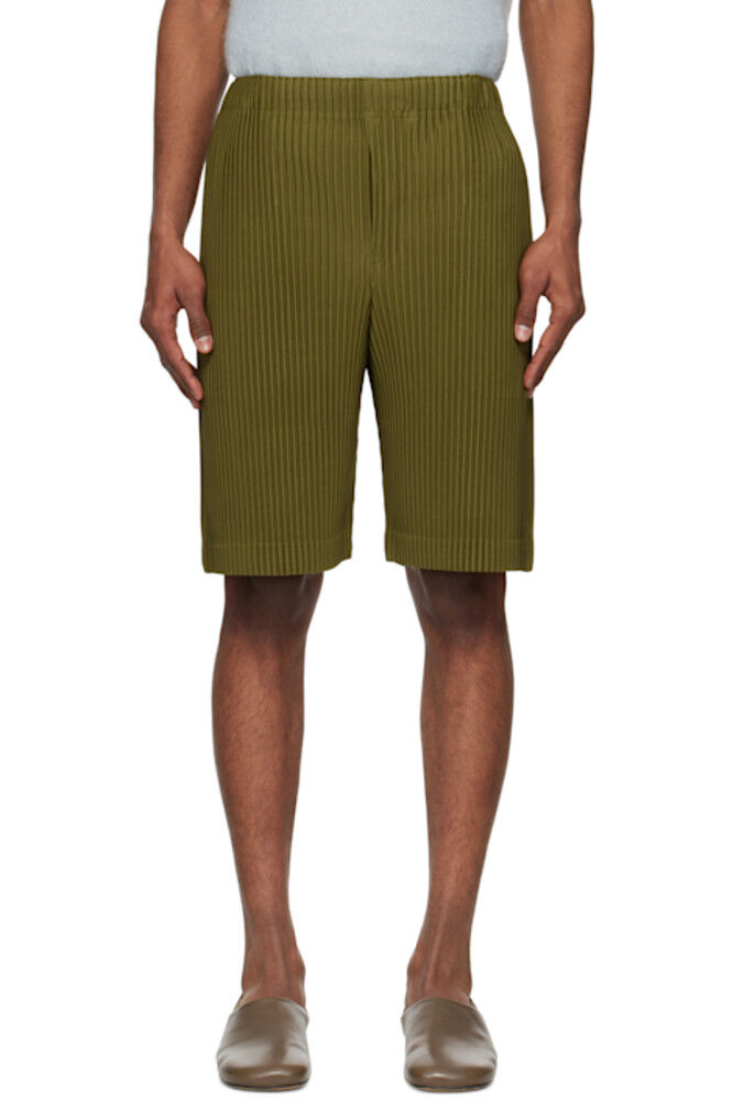 

Шорты цвета хаки со складками HOMME PLISSÉ ISSEY MIYAKE