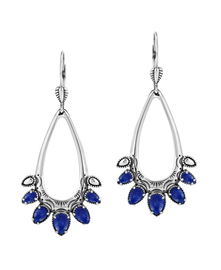 

Серьги-подвески из стерлингового серебра в форме открытой груши с лазуритом и застежкой-рычагом American West Jewelry, No Color