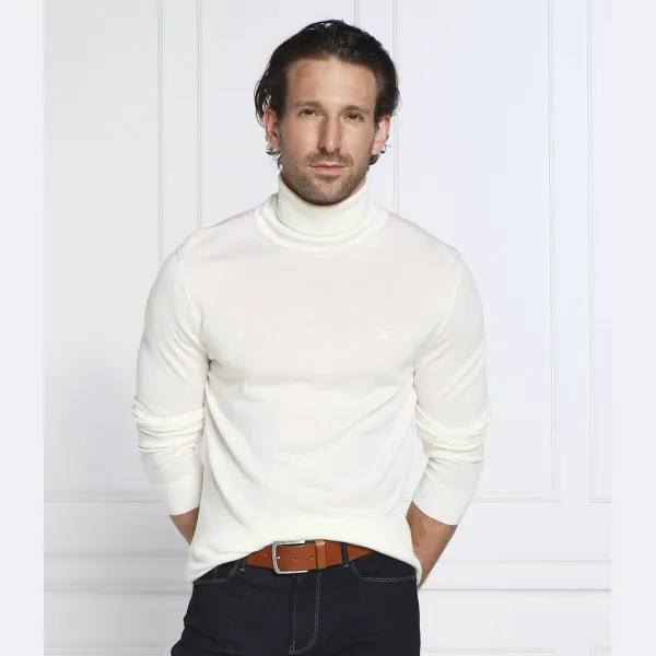 Шерстяная водолазка приталенного кроя Calvin Klein, бежевый — фото 2