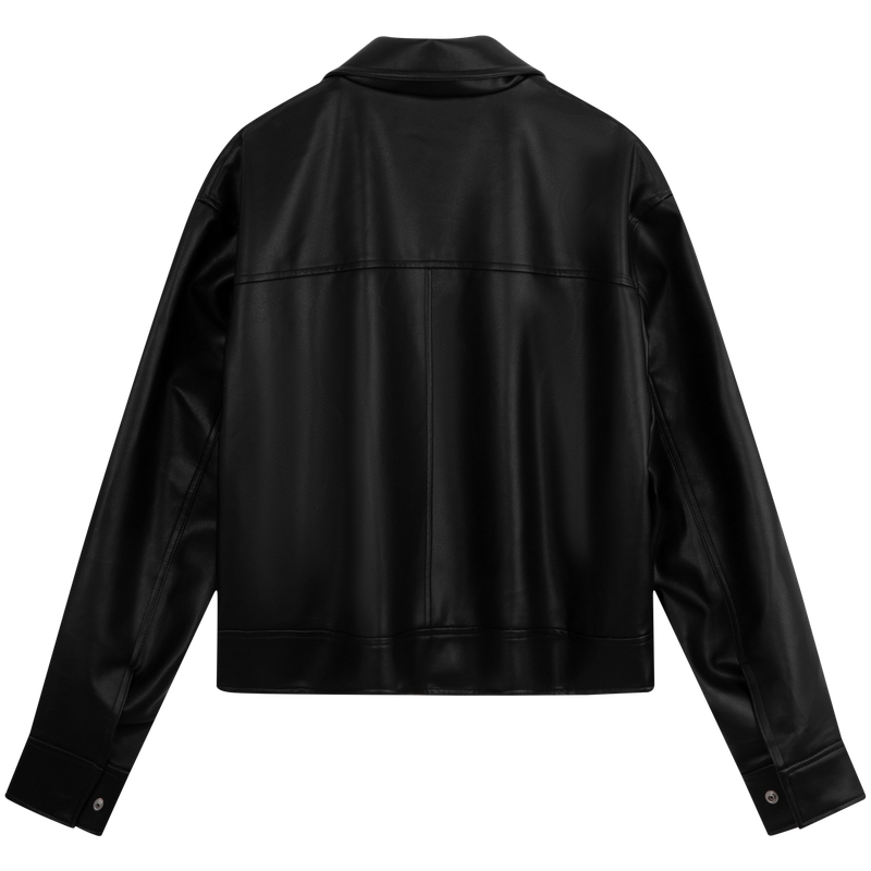 Calvin Klein Кожаная куртка женская космический черный, BEH-Space Black — фото 4