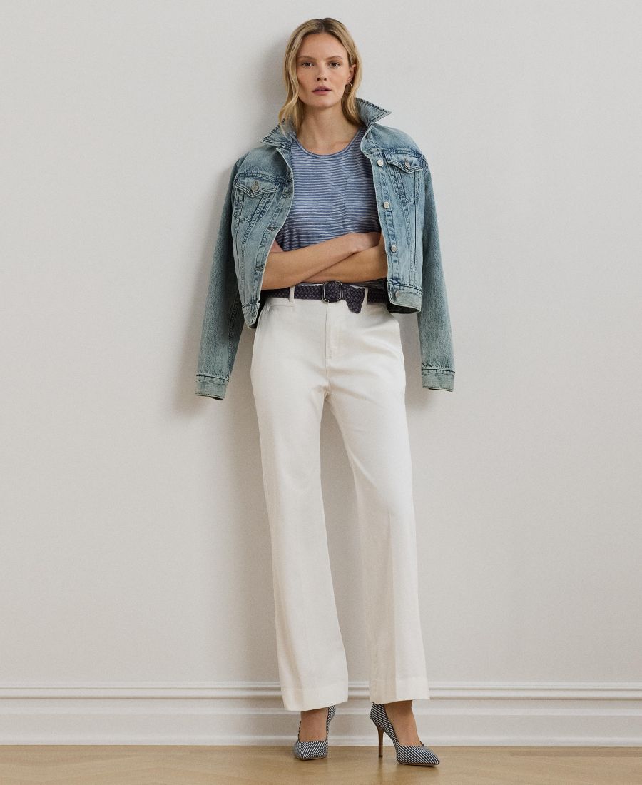 

Женские брюки-чиносы из эластичного хлопка с расклешенной юбкой Lauren Ralph Lauren, White