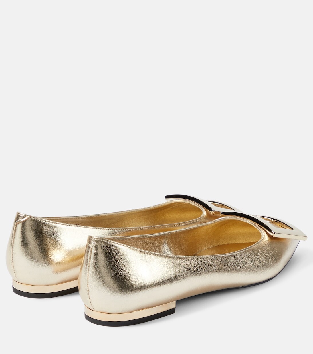 Кожаные балетки gommettine с эффектом металлик Roger Vivier, золото — фото 3