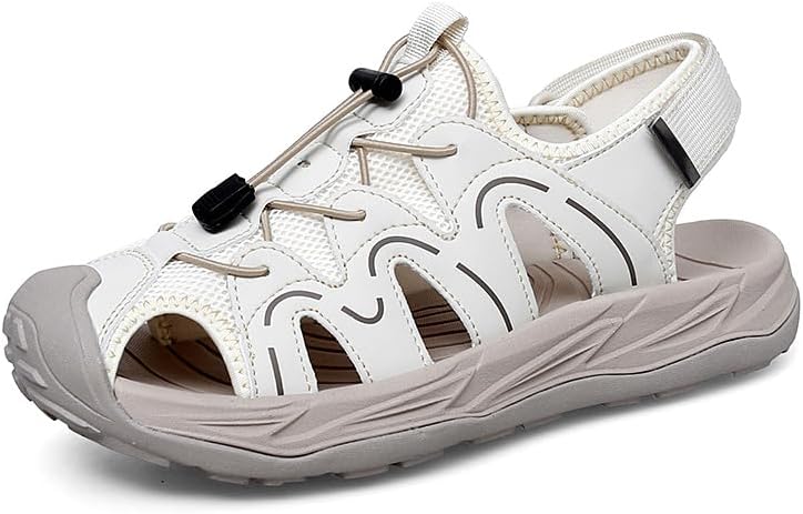 

Сандалии для мужчин Asifn для пеших прогулок, спортивные пляжные туфли, легкие летние водные туфли, удобные повседневные с закрытым носком, белый