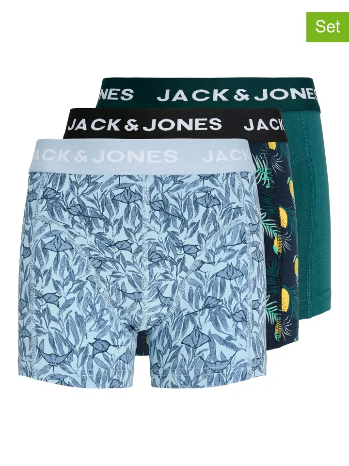 Набор боксеров 3 шт. JACK & JONES Junior, светло-синий/темно-синий/зеленый
