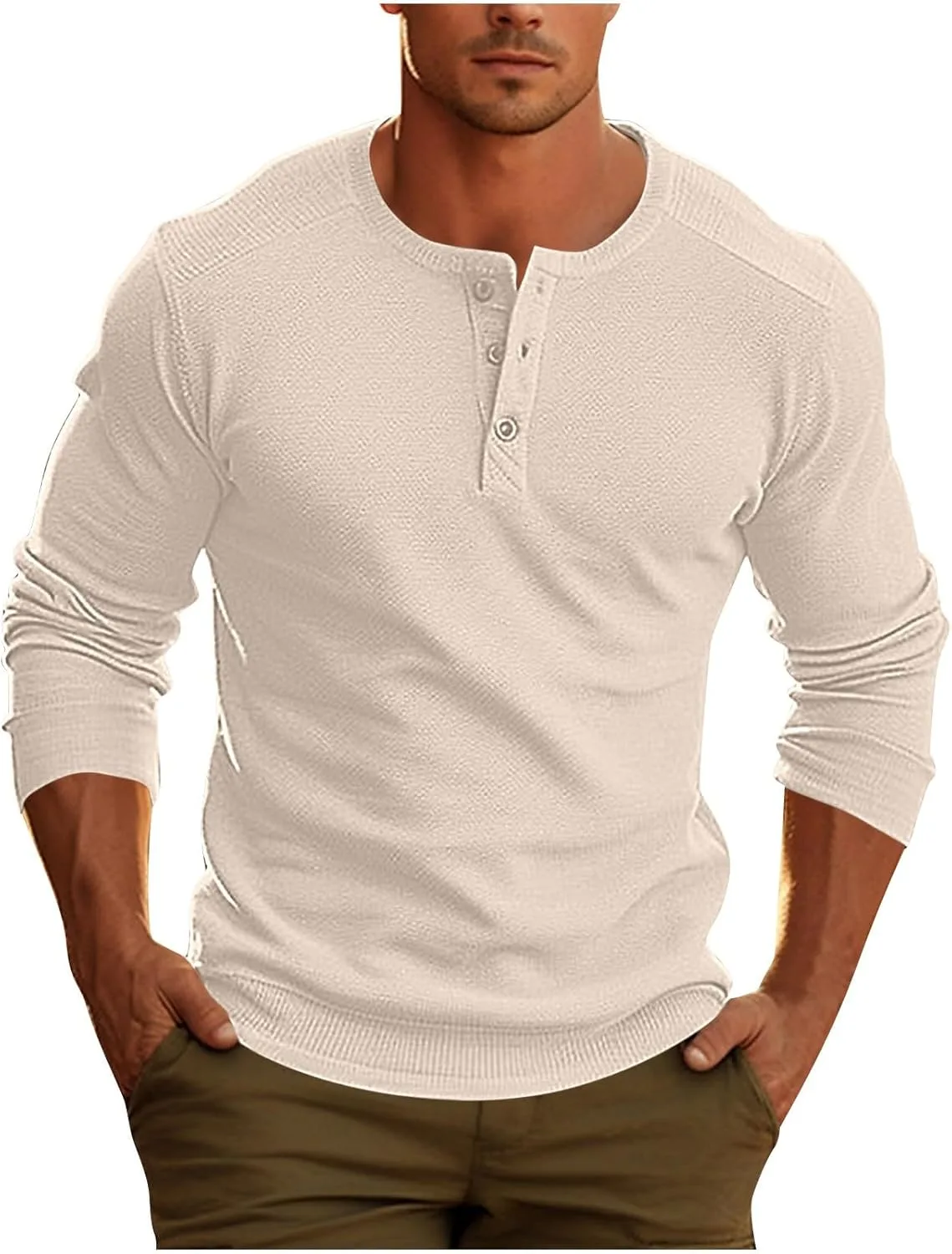 

Мужская футболка Henley с длинным рукавом в клетку