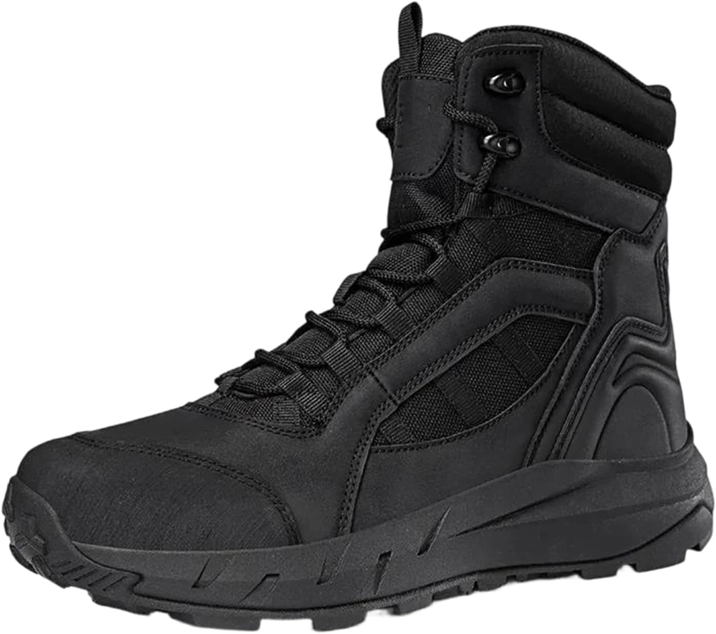 

Мужские ботинки Alloaone из ПУ-кожи с швейной отделкой, высокой голенью, для пустыни, боевые, для походов и безопасности на работе, черный